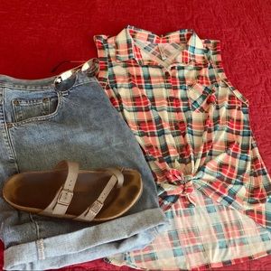 ✅Flannel Tie at the bottom Blouse